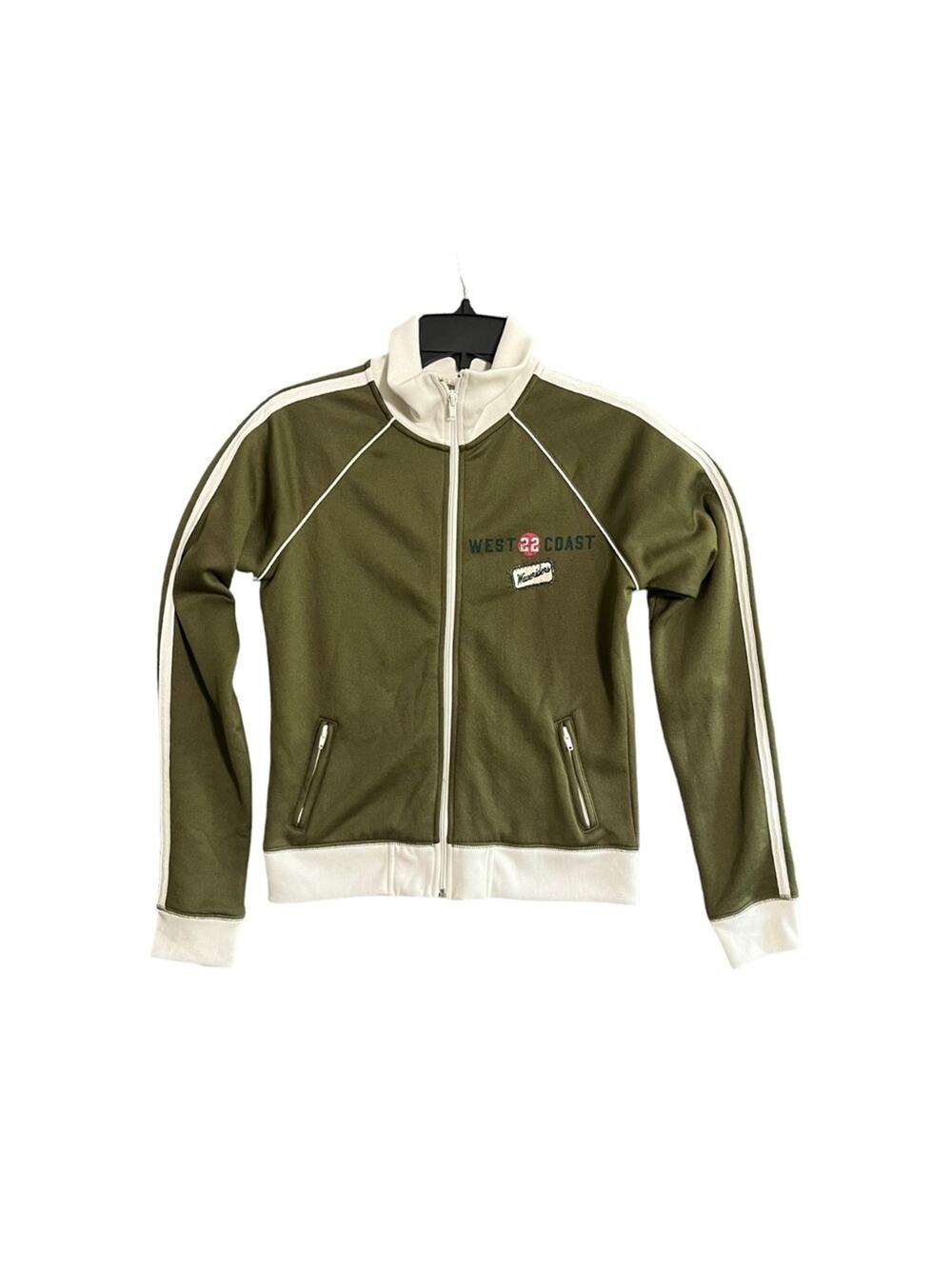 Hollister Surf Track Jacket Womens Med Full Zip Olive Green West Coast Coastal